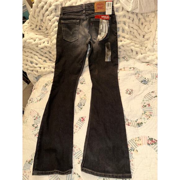 VINTAGE Y2K NEW WITH TAG FADED BLACK LEVIS 518 SUPERLOW STRETCH BOOTCUT JEANS - Picture 5 of 9